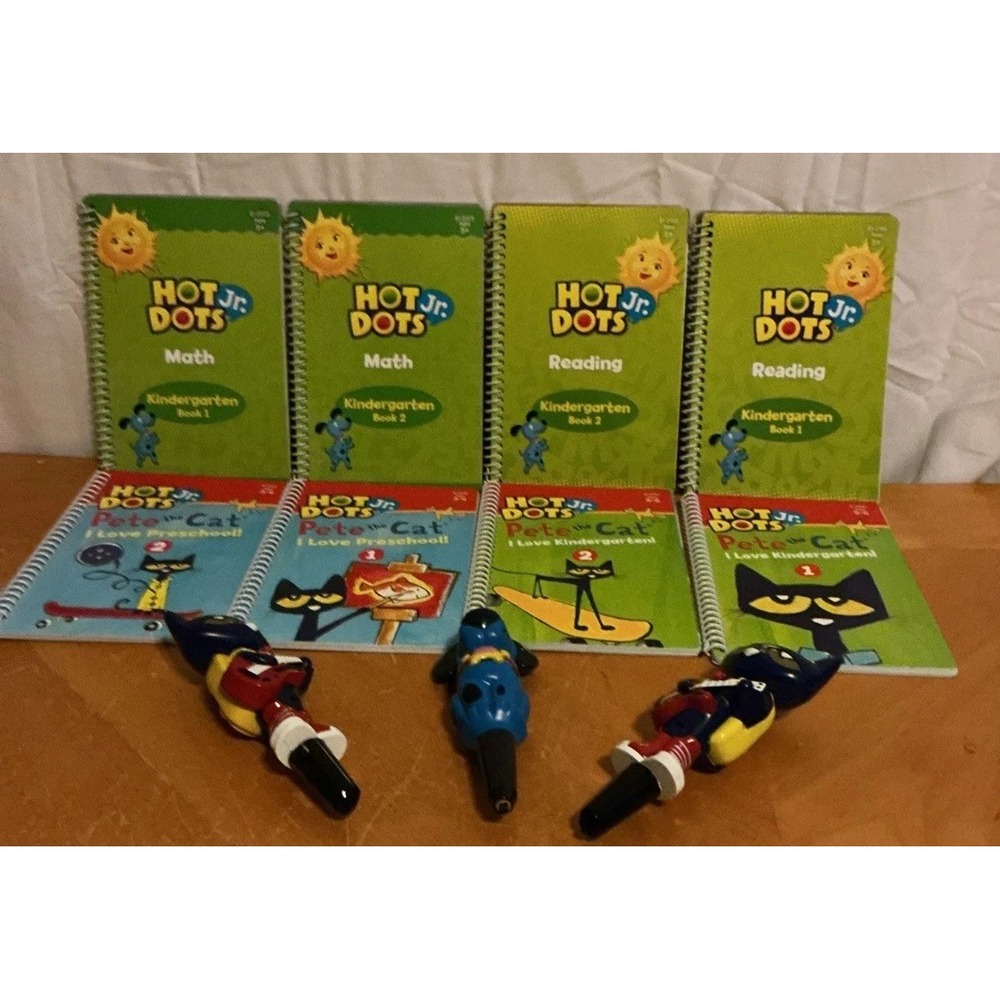 Educational Insights Hot Dots Jr. Lot 8 Books And 3 Pens, Kindergarten, Tested